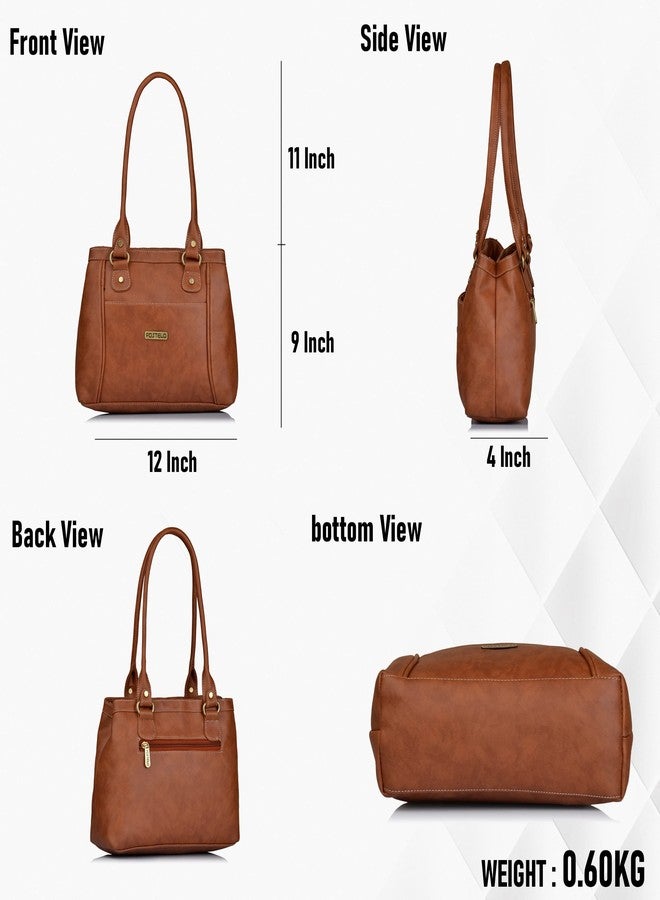Fostelo Women's Hynes Satchel Tote Handbag for Women | Ladies Purse | Stylish Shoulder Bag | Gift For Women | Tan - Image 3